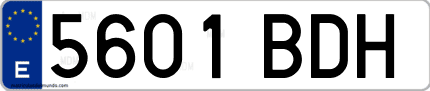 Ejemplo de matrícula de coche ordinaria 5601 BDH