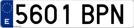 Ejemplo de matrícula de coche ordinaria 5601 BPN