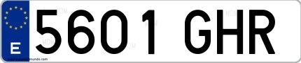 Ejemplo de matrícula española 5601 GHR