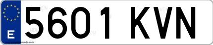 Ejemplo de matrícula española 5601 KVN