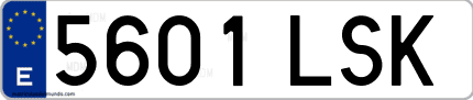 Ejemplo de matrícula de coche ordinaria 5601 LSK