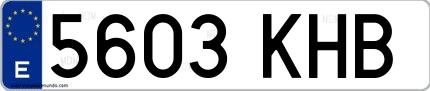 Ejemplo de matrícula española 5603 KHB
