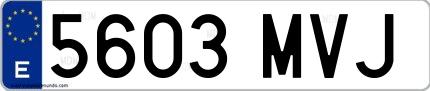 Ejemplo de matrícula española 5603 MVJ