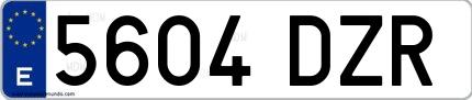 Ejemplo de matrícula española 5604 DZR