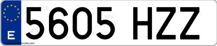 Ejemplo de matrícula española 5605 HZZ