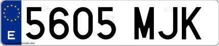 Ejemplo de matrícula española 5605 MJK