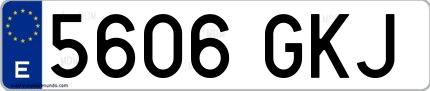Ejemplo de matrícula española 5606 GKJ