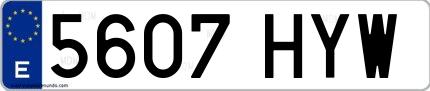 Ejemplo de matrícula española 5607 HYW