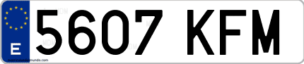 Ejemplo de matrícula de coche ordinaria 5607 KFM