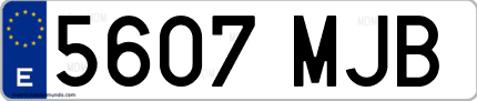 Ejemplo de matrícula de coche ordinaria 5607 MJB