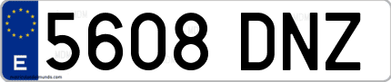Ejemplo de matrícula de coche ordinaria 5608 DNZ