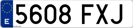 Ejemplo de matrícula de coche ordinaria 5608 FXJ