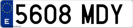 Ejemplo de matrícula de coche ordinaria 5608 MDY