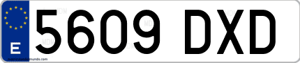 Ejemplo de matrícula de coche ordinaria 5609 DXD