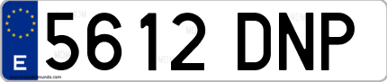 Ejemplo de matrícula de coche ordinaria 5612 DNP
