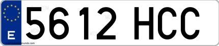 Ejemplo de matrícula española 5612 HCC