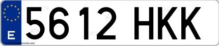Ejemplo de matrícula española 5612 HKK