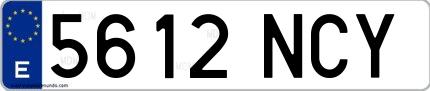 Ejemplo de matrícula española 5612 NCY