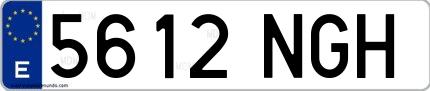 Ejemplo de matrícula española 5612 NGH