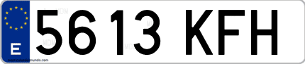 Ejemplo de matrícula de coche ordinaria 5613 KFH