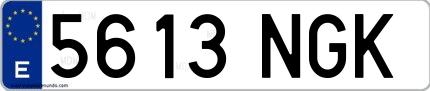 Ejemplo de matrícula española 5613 NGK