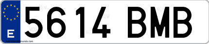 Ejemplo de matrícula de coche ordinaria 5614 BMB
