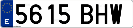 Ejemplo de matrícula de coche ordinaria 5615 BHW