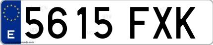 Ejemplo de matrícula española 5615 FXK