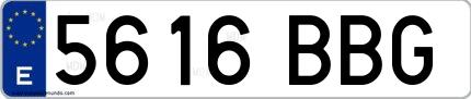 Ejemplo de matrícula española 5616 BBG