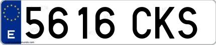 Ejemplo de matrícula española 5616 CKS