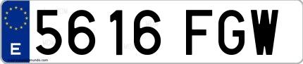 Ejemplo de matrícula española 5616 FGW
