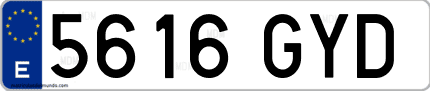 Ejemplo de matrícula de coche ordinaria 5616 GYD
