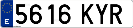 Ejemplo de matrícula de coche ordinaria 5616 KYR
