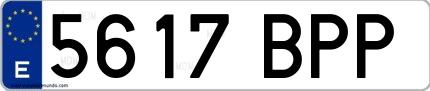 Ejemplo de matrícula española 5617 BPP
