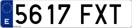 Ejemplo de matrícula española 5617 FXT