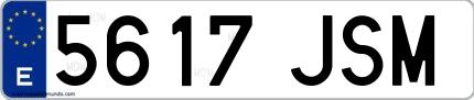 Ejemplo de matrícula española 5617 JSM