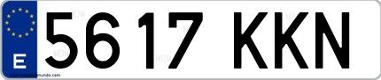 Ejemplo de matrícula española 5617 KKN