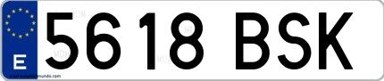 Ejemplo de matrícula española 5618 BSK