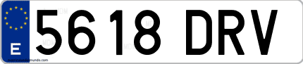 Ejemplo de matrícula de coche ordinaria 5618 DRV