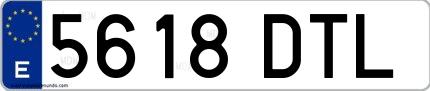 Ejemplo de matrícula española 5618 DTL