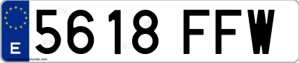 Ejemplo de matrícula de coche ordinaria 5618 FFW