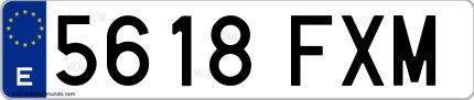 Ejemplo de matrícula española 5618 FXM
