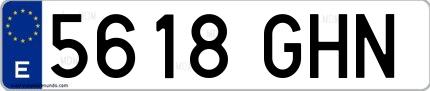 Ejemplo de matrícula española 5618 GHN