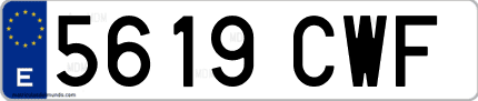 Ejemplo de matrícula de coche ordinaria 5619 CWF
