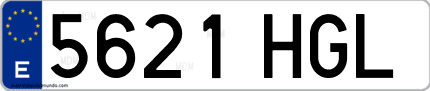 Ejemplo de matrícula de coche ordinaria 5621 HGL