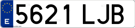 Ejemplo de matrícula de coche ordinaria 5621 LJB