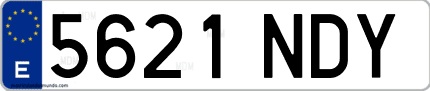 Ejemplo de matrícula de coche ordinaria 5621 NDY