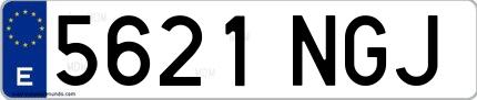 Ejemplo de matrícula española 5621 NGJ