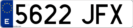 Ejemplo de matrícula de coche ordinaria 5622 JFX