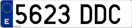 Ejemplo de matrícula española 5623 DDC